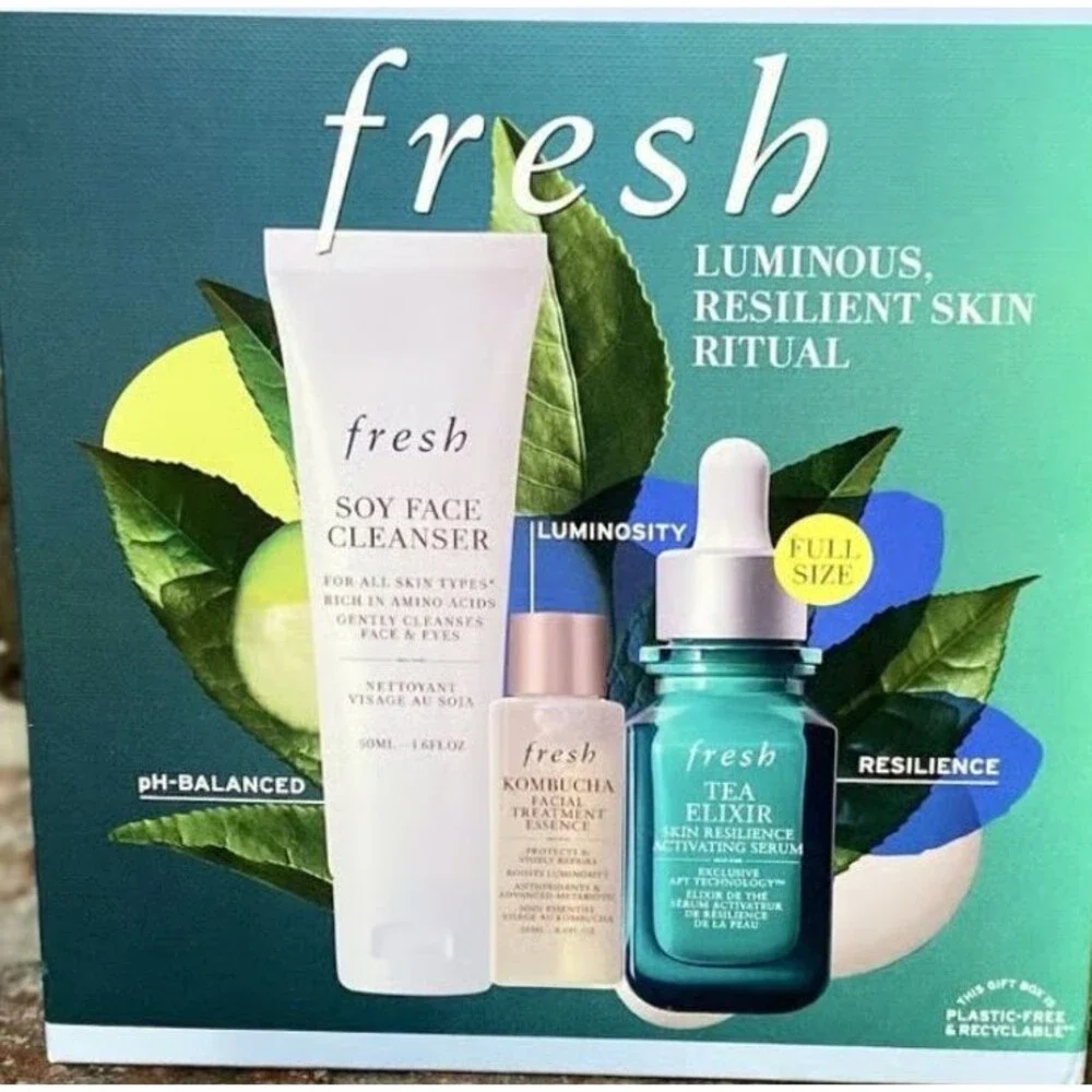Fresh Luminous Resilient Skin Ritual Set New in Box Cleanser Elixir Treatment
